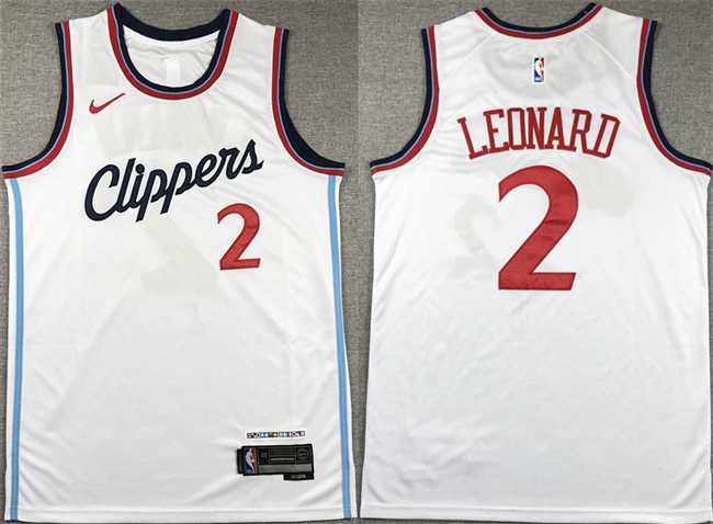 Mens Los Angeles Clippers #2 Kawhi Leonard White Stitched Jersey 500w